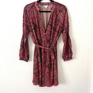 Anthropologie Tiny Size XS Odetta Boho Paisley Floral Pink Dress Romantic